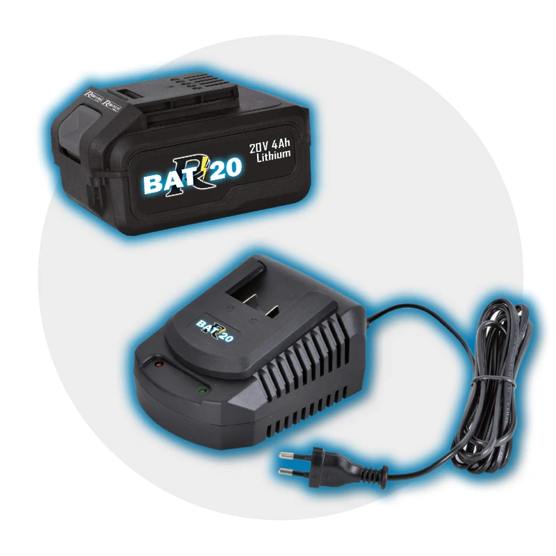 Ribimex PRBAT20/KIT4 Charger + Battery 20V-4Ah RBAT20, Black