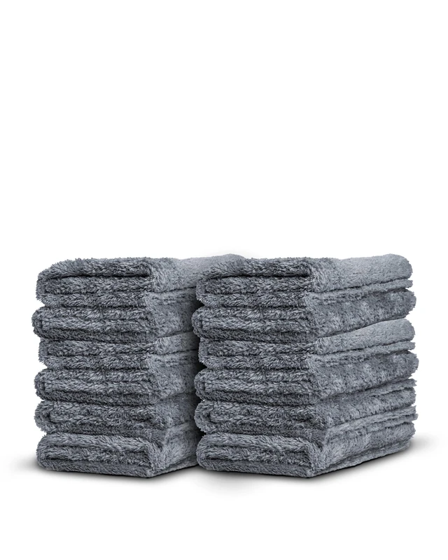 Adam's Borderless Grey Edgeless Microfiber Towel - Premium Quality 480gsm, 16 x 16 inches Plush Microfiber - Delicate Touch for The Most Delicate Surfaces (12 Pack)