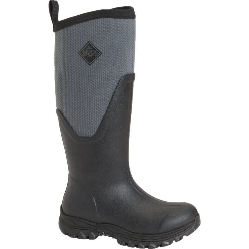Muck Boots Women's Arctic Sport II Tall Fleece Lined Waterproof Pull on Boot, Black Grey, 3