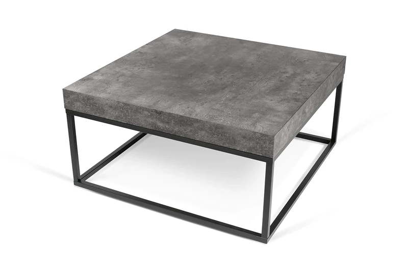 TemaHome Coffee Table, Wood, Concrete Look and Black, 75 x 75 x 38 cm (L-D-H)