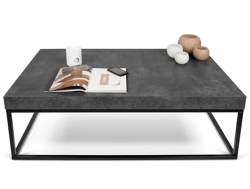 TemaHome Coffee tabçe, Wood, Concrete Look and Black, 120 x 75 x 38 cm (L-D-H)