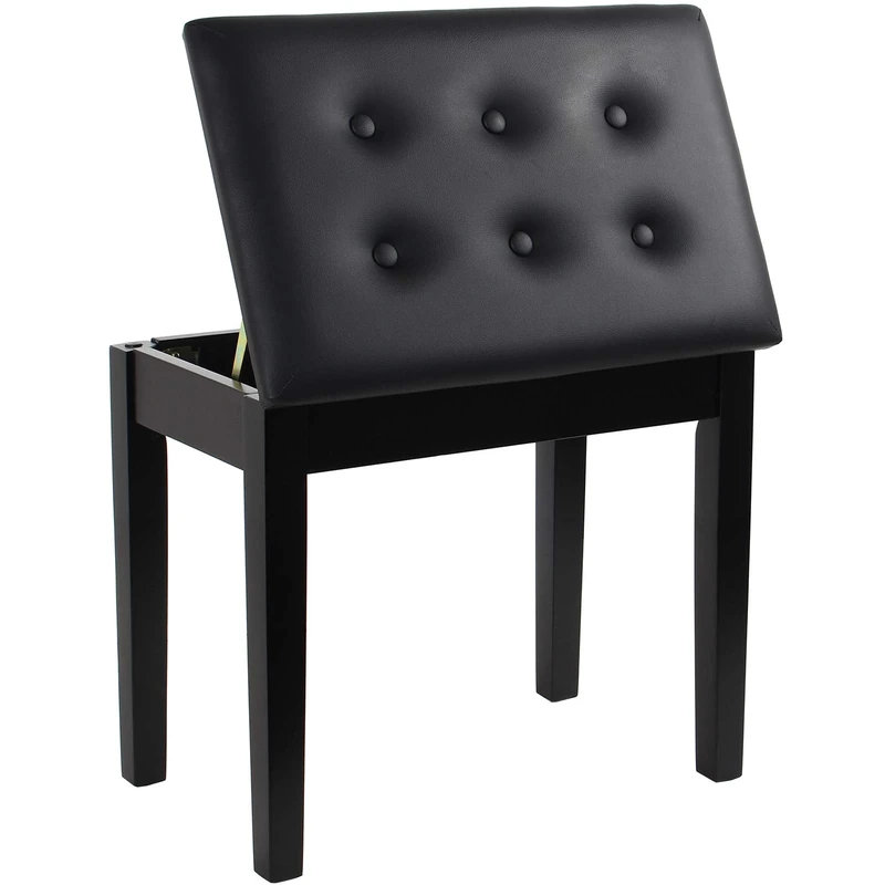 GRANDMA SHARK Piano Stool with Storage - Black Keyboard Bench - Image 1