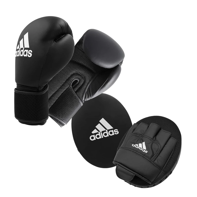 Adidas Boxing Gloves and Focus Mitts Set Adult Men Women Kids Fitness Training Workout Gym Pads 10oz 6oz Blue or Black, MMA, Kickboxing, Punching, speed, sparring