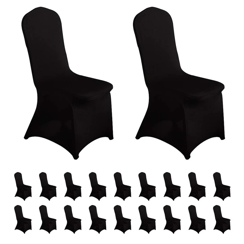 LZY FELIZEST 20pcs Spandex Chair Cover Stretch Slipcovers for Wedding Party, Dining Banquet Chair Decoration Covers (Black, 20)