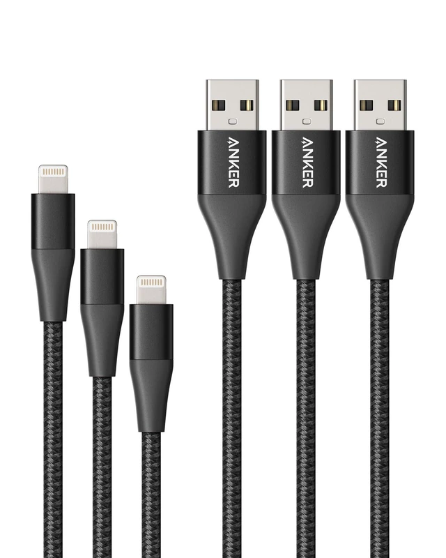 Anker Powerline+ II iPhone Cable 3x Black (0.9m, 1.8m, 3m)