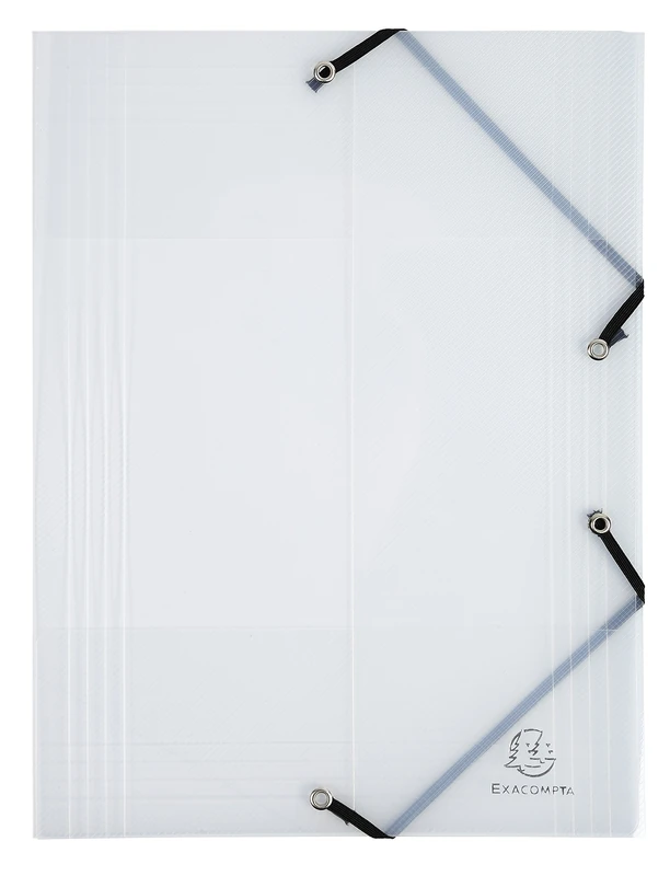 Exacompta - Ref 56742E - Box of 25 Kreacover Elastic folders - 3-Flap Pocket - Opaque Polypropylene - Size 24 x 32 cm for A4 documents - White