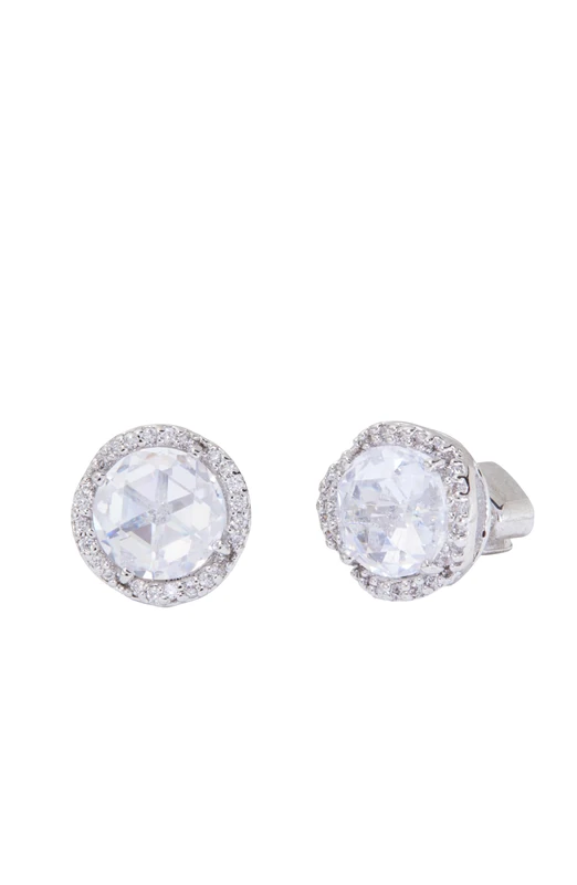 Kate Spade New York Pave Round Large Studs, Clear/Silver