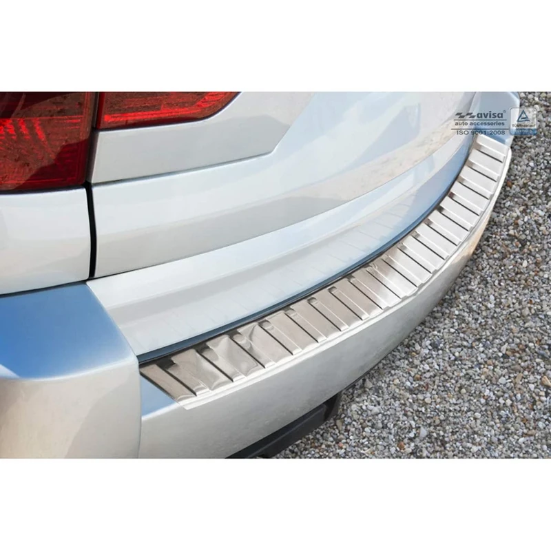 Avisa Stainless Steel Rear bumper protector compatible with BMW X3 (E83) Facelift 2006-2010 'Ribs'