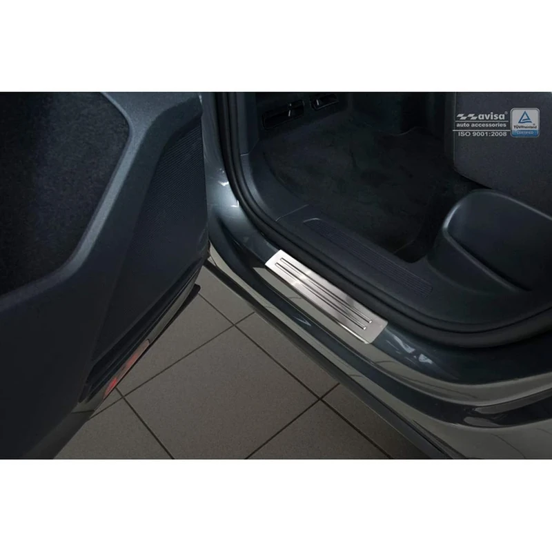 Avisa Inox door sill protectors compatible with Volkswagen Tiguan II 2016-2020 & FL 2020- incl. Allspace 2017-2020 & FL 2020-2024 - 'Special Edition' - 2-pieces