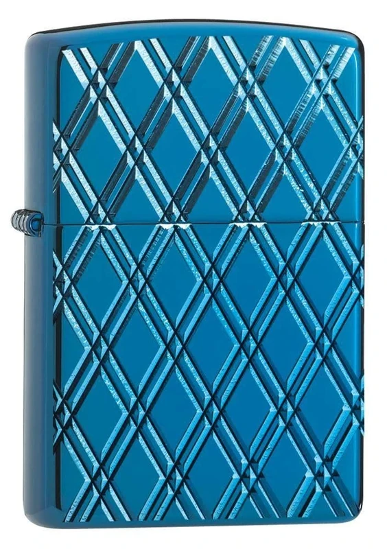 ZIPPO – Windproof Lighter, Blue Diamonds, Deep Carve, Armor® High Polish Blue, Refillable, In Gift Box