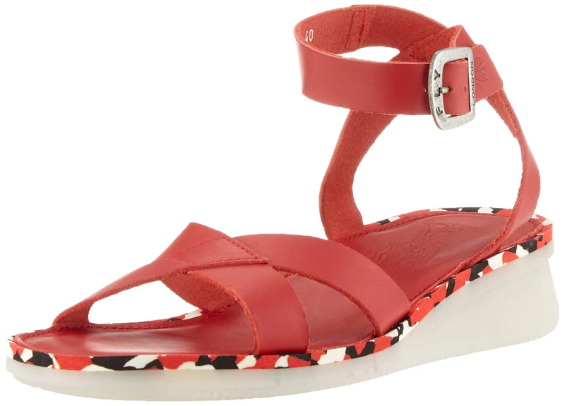 Fly London Women's Ankle Strap Sandals, Red Lipstick Red, 7 UK