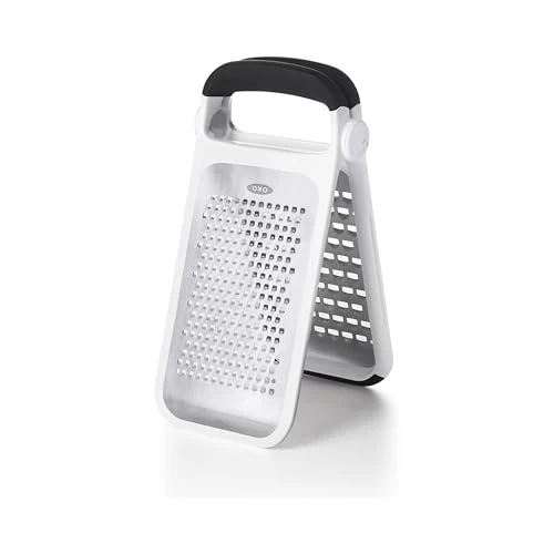 OXO Good Grips Etched Two-Fold Grater – Stainless Steel Dual-Blade Grater with Non-Slip Handle, Foldable Design for Compact Storage