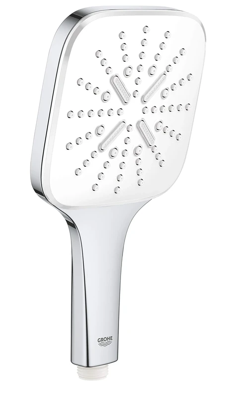 GROHE Rainshower 130 Smartactive Cube Hand Shower 130mm Shower Head with 3 Sprays Chrome Finish and White Spray Plate Made In Germany 26551LS0