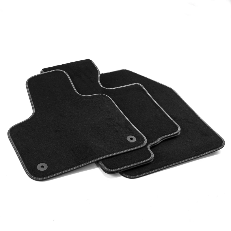 MDM PRO-7292 Floor Mats for Peugeot 3008 II/Opel Grandland X 11.2016 Onwards Velour Nylon Faux Leather Edges and Double Quilted Seam Chrome Stitching - Image 1