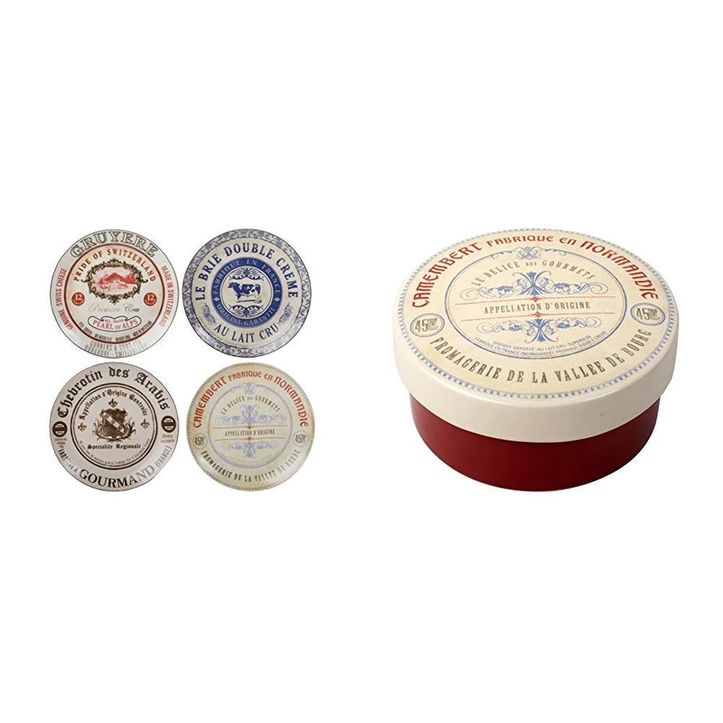 Creative Tops “Gourmet Cheese” Set of 4 Ceramic Side Plates, 19.1 cm (7½") & Gourmet Cheese Ceramic Camembert Cheese Baker, 12 cm (4¾") - Image 1