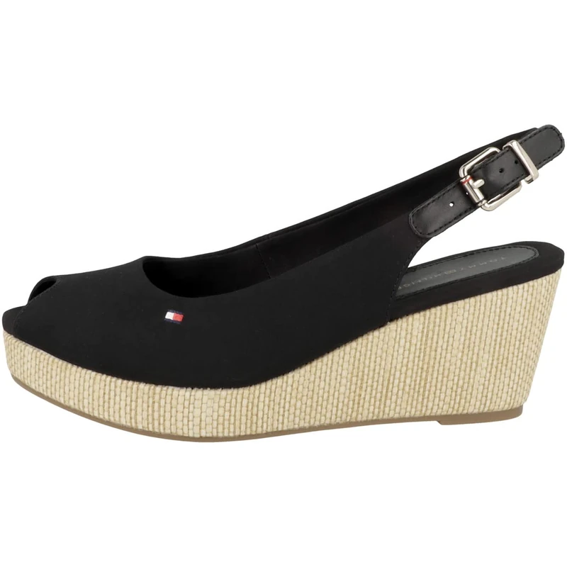 Tommy Hilfiger Women Iconic Elba Sling Back Wedge Espadrilles, Black (Black), 37 EU