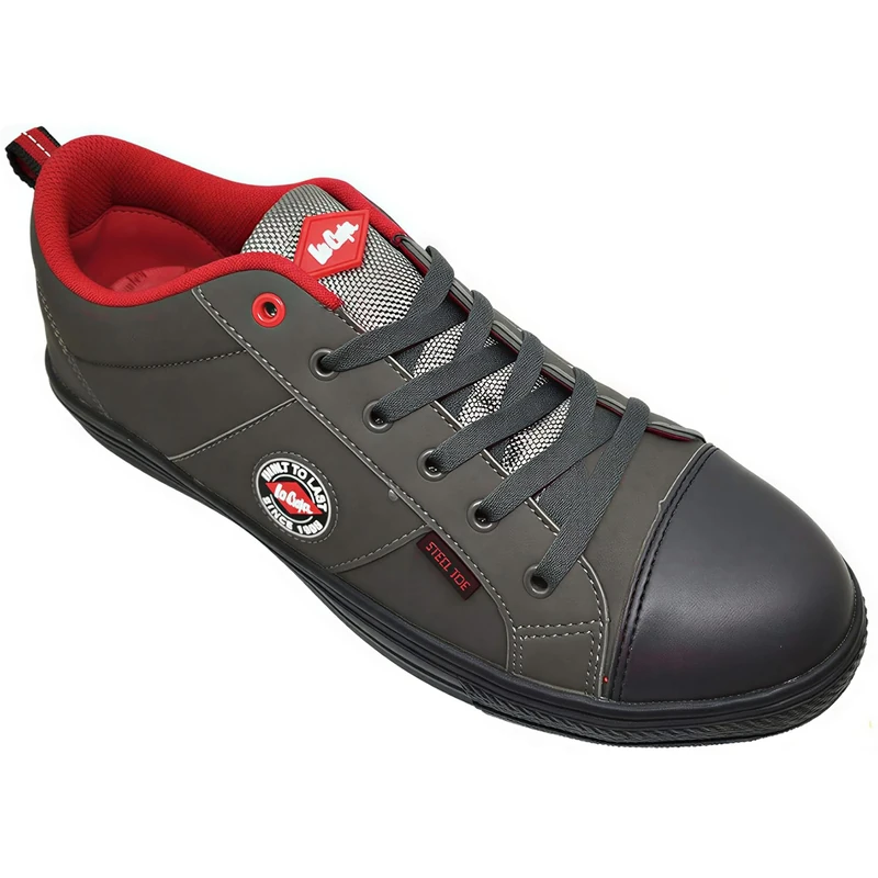 Lee Cooper Workwear Unisex Safety Shoes Baseball Style Lightweight Breathable SB SRA Steel Toe Cap 200 Joule Protection Non Slip Work Boots Industrial Trainers (Grey, 3 UK)
