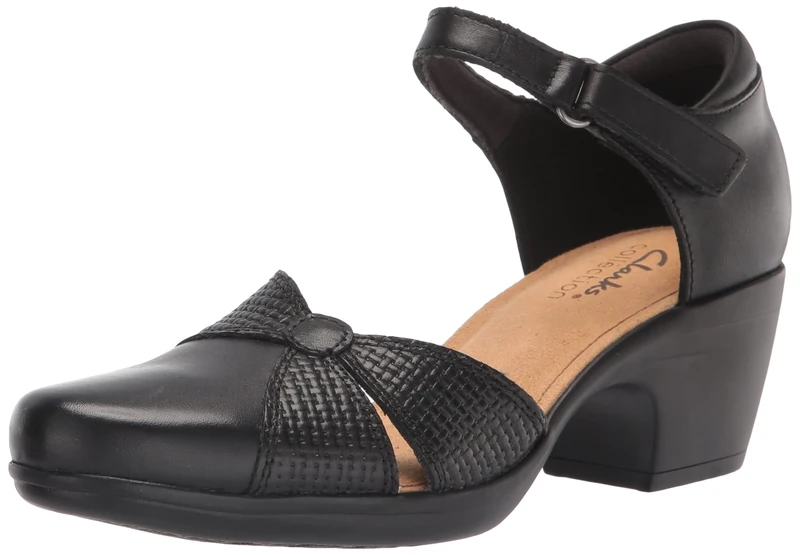 Clarks Women's Emily Rae Pump, Black Leather, 4.5 UK