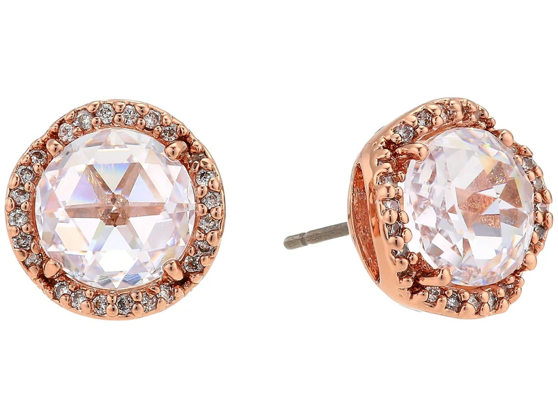 Kate Spade New York pave round large studs, Clear/Rose Gold
