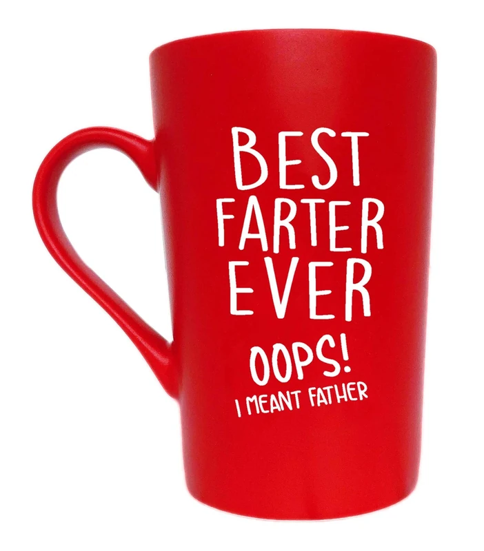 This Funny Christmas Gifts Dad Coffee Mug for Dad, Best F Ever Oops I Meant Father, Fun Father Mug Gifts from Daughter Son, Red 12 Oz