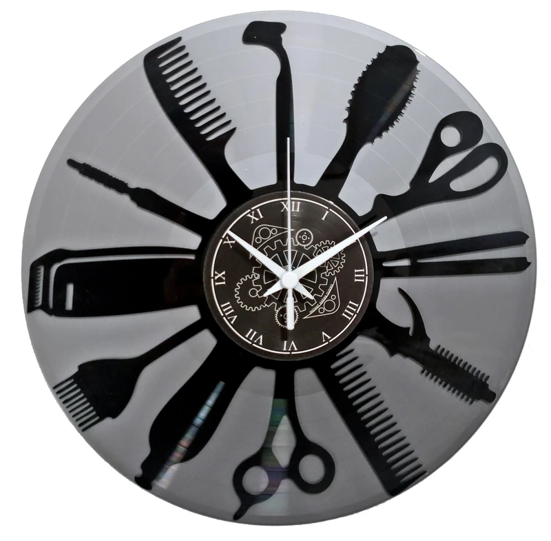 Instant Karma Clocks | Wall Clock | Barber Shop | Hair Salon | Hairdresser Stylist (Black And Silver B5)