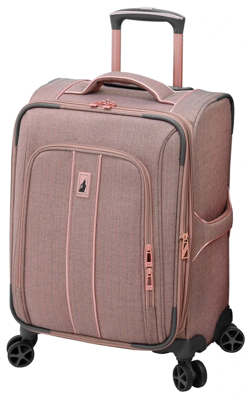 LONDON FOG Newcastle Softside Expandable Spinner Luggage, Rose Charcoal Herringbone, Checked-Large 28-Inch