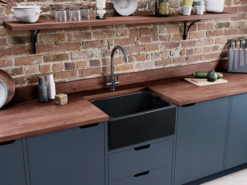 Rangemaster CFBL595AN/ @Farmhouse 595455 1B Ceramic Anthracite incWASTE Sink