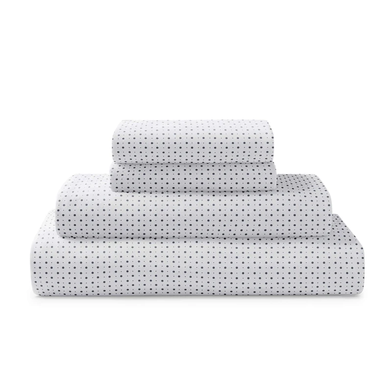 Brielle Cotton Jersey Knit (T-Shirt) Sheet Set, Queen, Polka Dot Navy