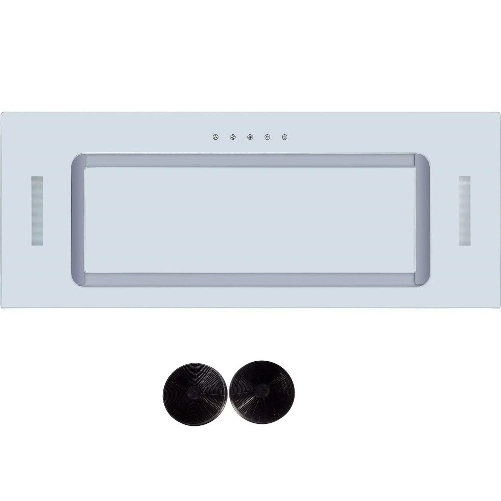 Cookology BUGL900WH White Glass 90cm Integrated Canopy Cooker Hood & Filters