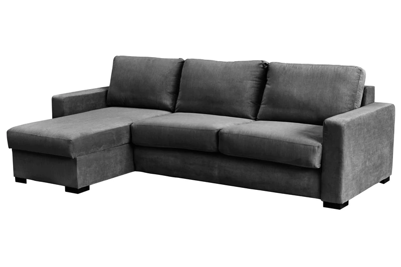 Sofas and More Corner Sofa Bed Paris Grey Cream Light Grey Velour Fabric (Grey, Left Hand Corner)