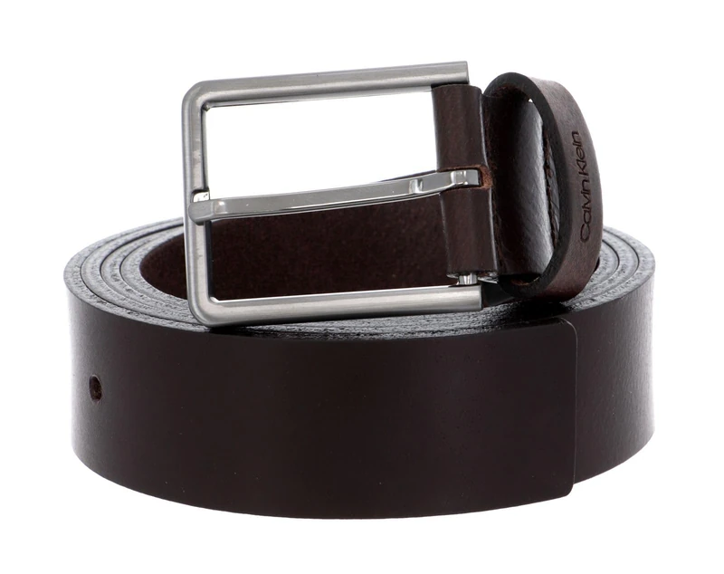Calvin Klein Men's Essential Belt 35 mm Leather Belt, Dark Brown, 34