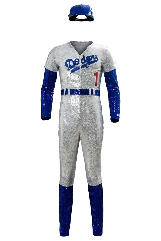COSMOVIE Elton John Halloween Cosplay Costume Baseball Uniform Full Set - Blue - XXL