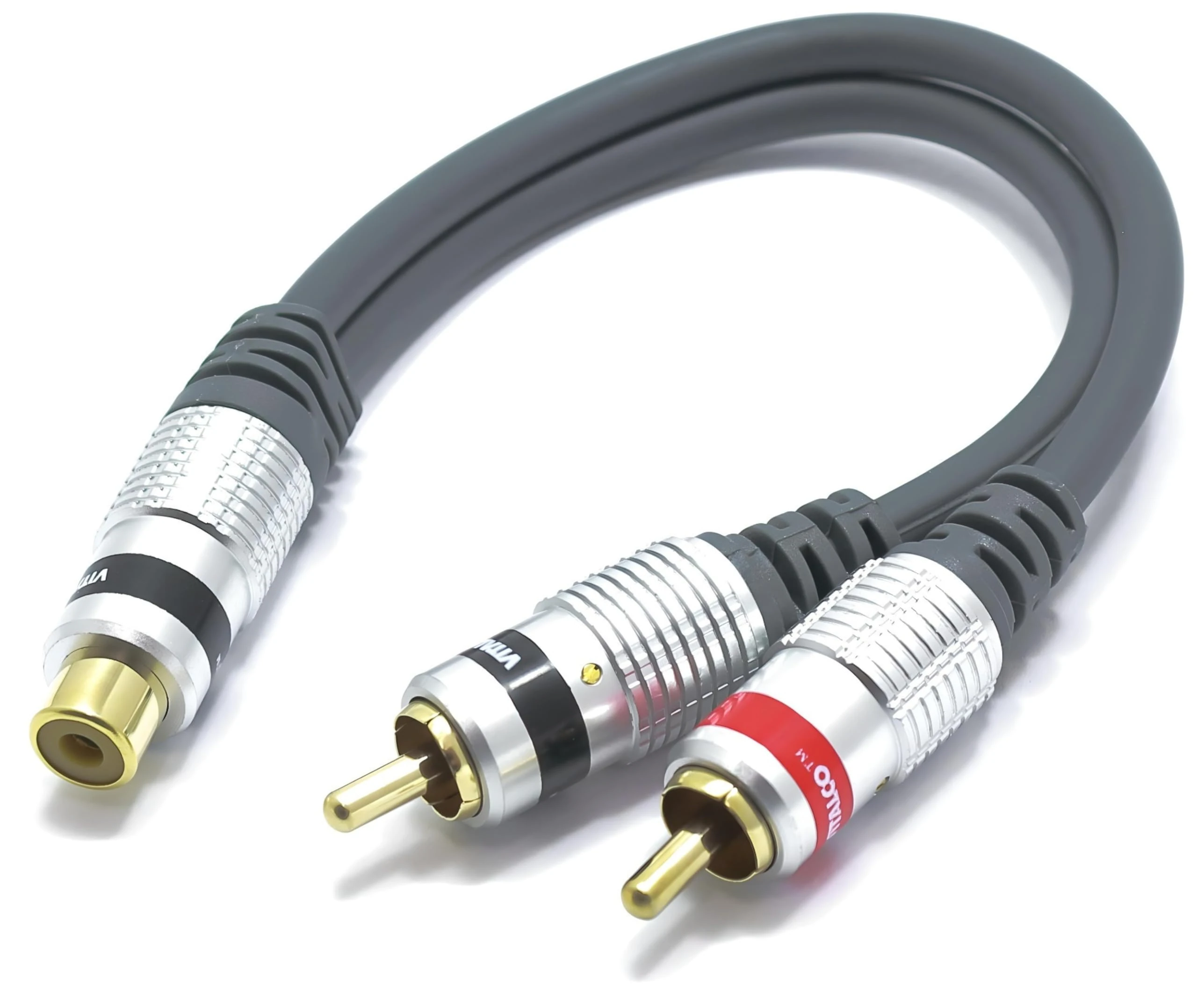 VITALCO RCA Female To 2RCA Male Y Splitter Adapter RCA to 2RCA Stereo Audio Phono Cable Gold OFC