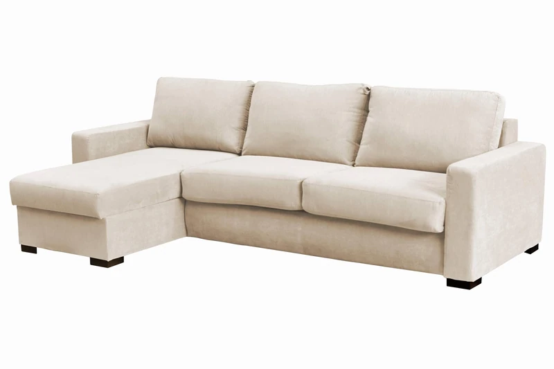 Sofas and More Corner Sofa Bed Paris Grey Cream Light Grey Velour Fabric (Cream, Left Hand Corner)