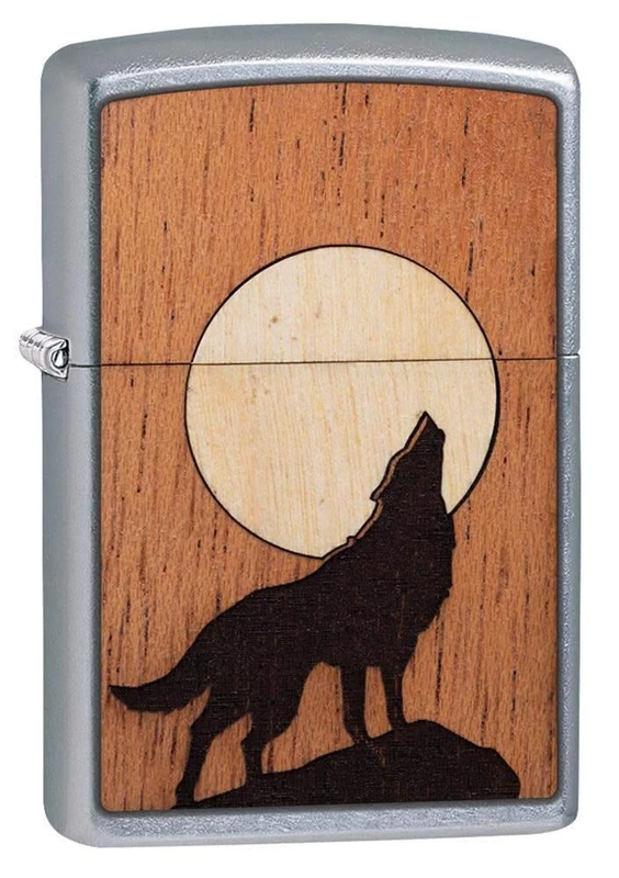 Zippo Woodchuck USA Howling Wolf Street Chrome Pocket Lighter, Street Chrome Howling Snake, One Size
