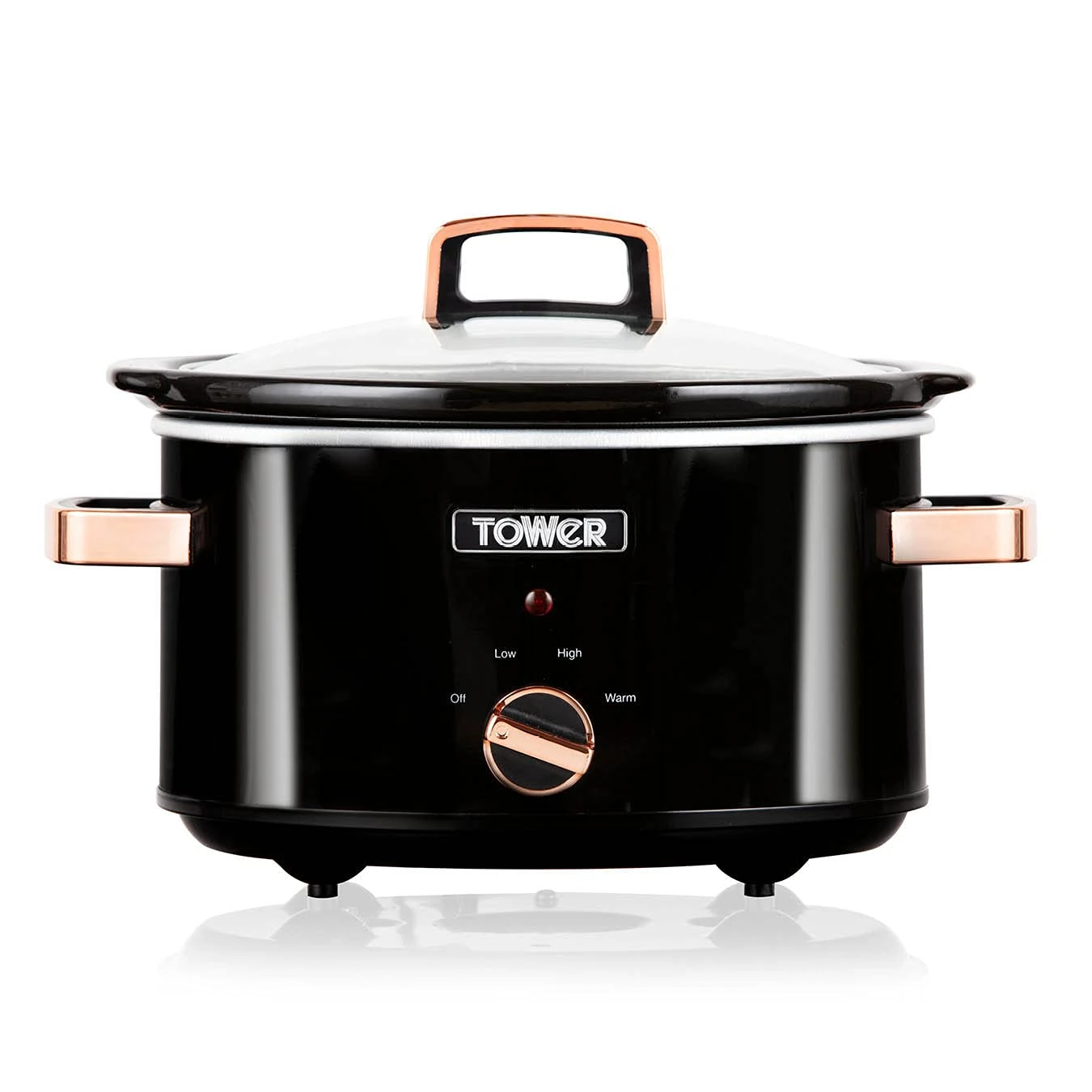 Tower T16018RGG 3.5 Litre Slow Cooker with Tempered Glass Lid and Keep Warm Function, 210W, Rose Gold