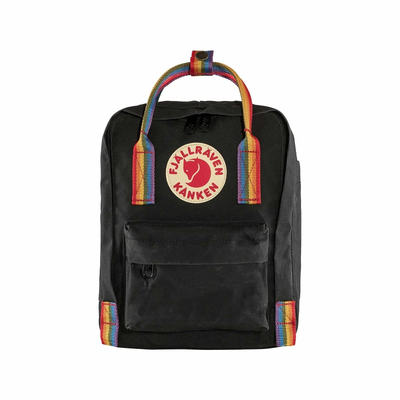 FJALLRAVEN Kånken Rainbow Mini Backpack, Multicolor (Black-Rainbow Pattern)