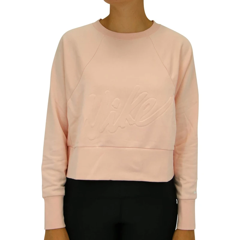 NIKE Dry Get Fit Lux Sweatshirt Women's Sweatshirt, Echo Pink/White, Large