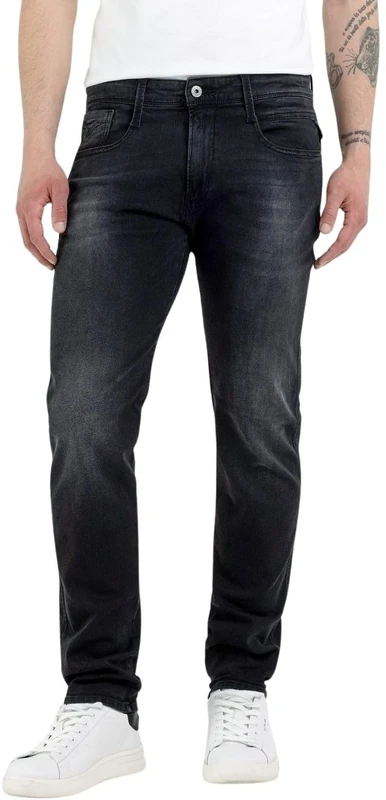 Replay men's Anbass slim fit jeans with power stretch, gray (Dark Gray 097), W33 x L34