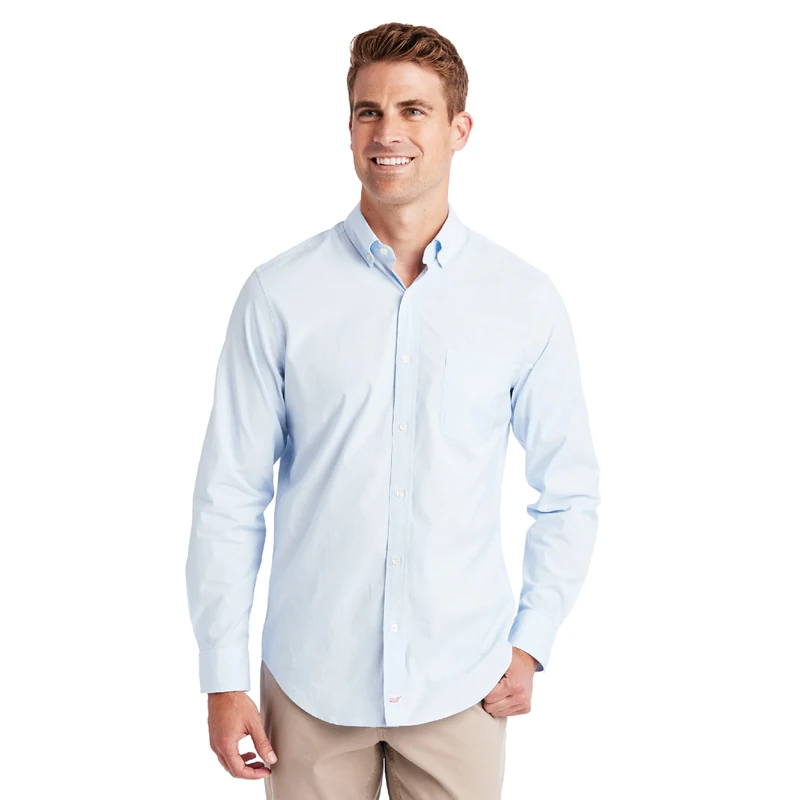 Vineyard Vines Men's Classic Fit Solid Shirt in Stretch Cotton Button, Jake Blue, XS