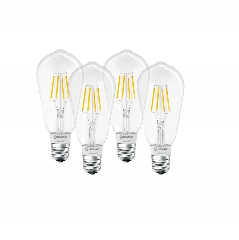 LEDVANCE LED lamp , Base: E27 , Warm White , 2700 K , 5.50 W , replacement for 50 W Incandescent bulb , SMART+ Filament Edison Dimmable [Energy efficiency class [AGGR] A++](pack of 4)