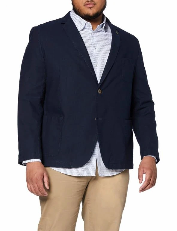 camel active Men's Sacco Blazer, Blue (Check Blue 43), (Herstellergröße:36)