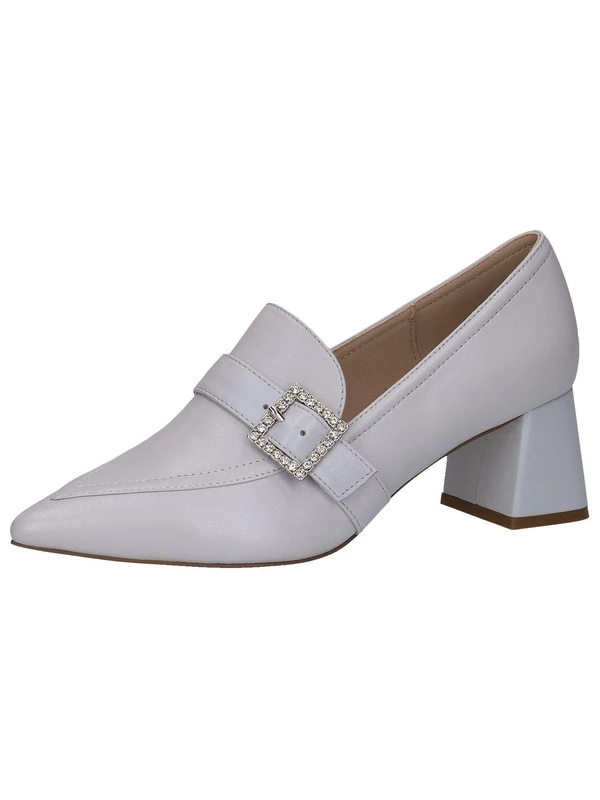 CAPRICE Women's Leather Pumps with Glitter Buckle, Gray (Lt.Blue Perl), 5 UK