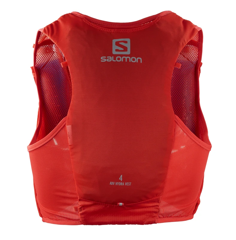 SALOMON Hydra 4 Unisex Hydration Vest with 2 Soft Flasks (500ml), Trail Running and Hiking, Fiery Red, Medium
