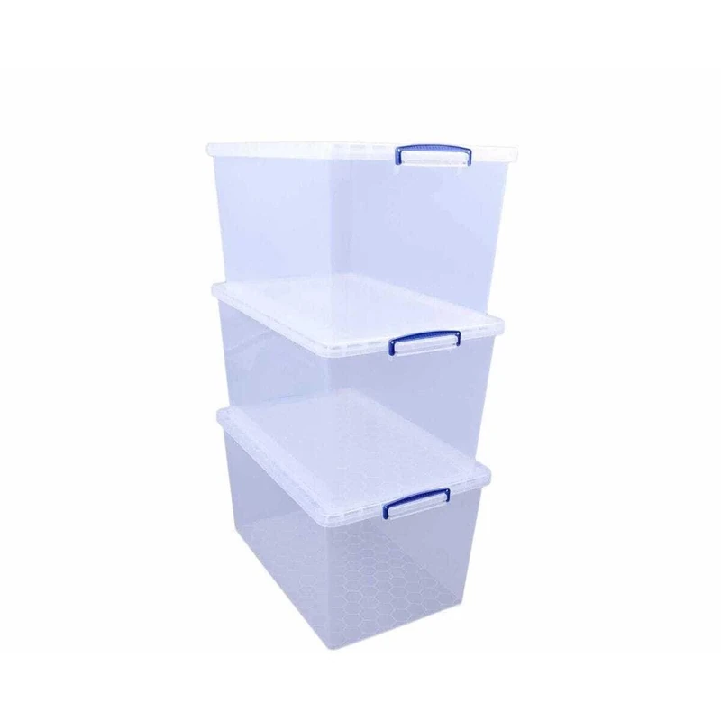 Really Useful Box Nestable Plastic Storage 83 Litre Clear (Pack of 3)