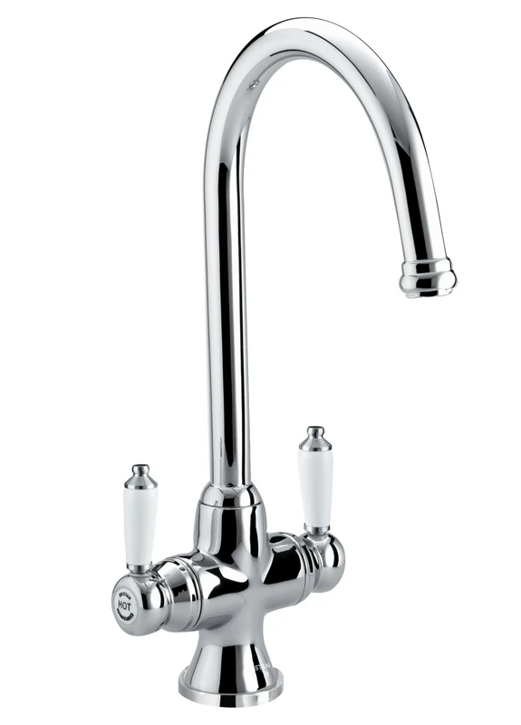 Bristan Renaissance Traditional Kitchen Tap - Swivel spout, Two Lever EasyFit Chrome Kitchen Sink tap, RS SNK EF C