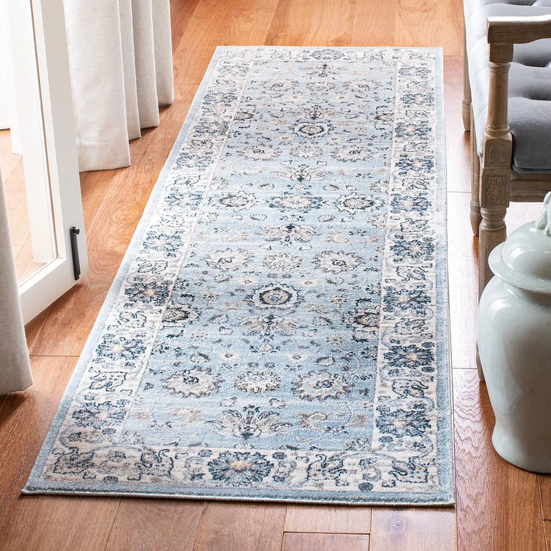 Safavieh Traditional Indoor Woven Runner Area Rug, Isabella Collection, ISA940, in Light Blue / Cream, 66 X 213 cm for Living Room, Bedroom or Any Indoor Space