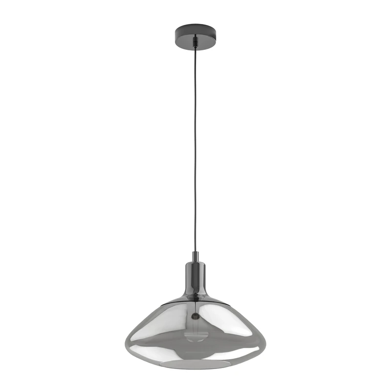 Eglo Pendant Lighting Torrontes, Ceiling Light Fitting, Hanging lamp for Dining Room Made of Black Nickel Metal and Smoked Glass in Transparent Black, E27 Socket, Ø 13.8“