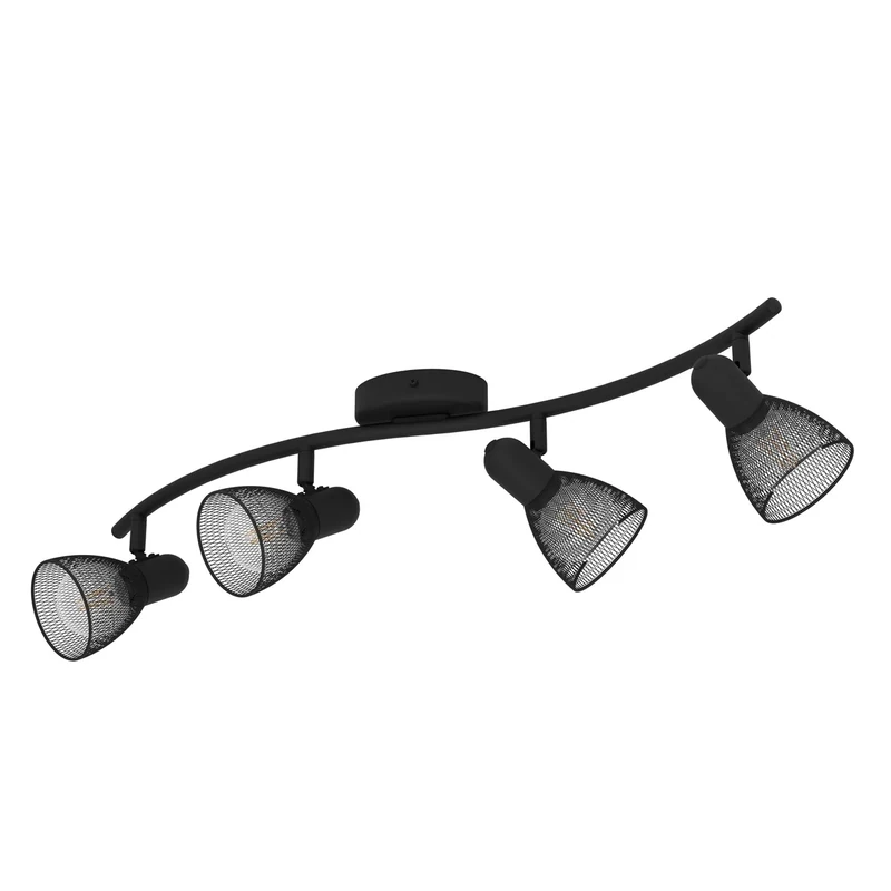 Eglo Ceiling Light Carovigno, 4-Light Ceiling Fixture, Classic, Minimalist, Steel Ceiling Spotlight, Kitchen Lamp in Black, Living Room Lamp, Spots with E14 Socket