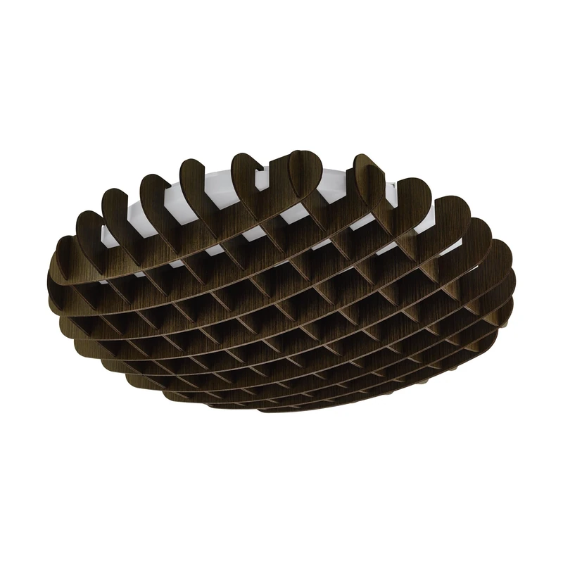 Eglo LED Ceiling Light Valdecabras, 1-Light Wall Lamp Modern, Unique, Ceiling Lamp Made of Steel, Plastic in White and Wood in Dark Brown, Living Room Light with Ø 51 cm